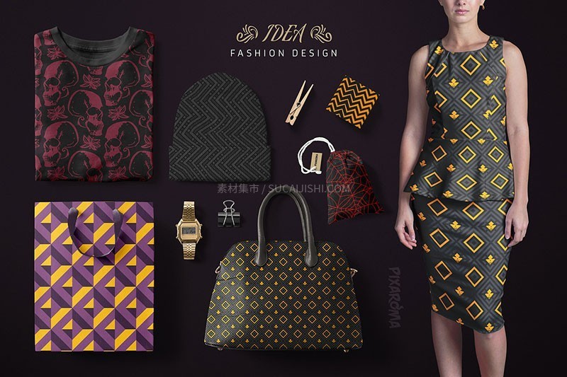 100种万圣节无缝图案背景素材,AI PAT格式